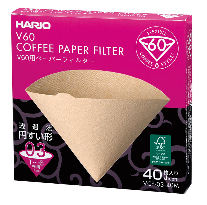 V60 Filter Paper - 03 - 40 stk - Natural