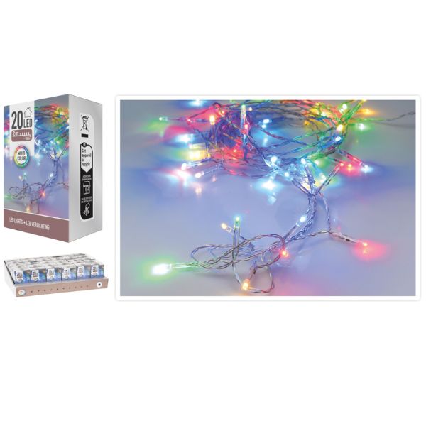 LED-lys 20 stk. batteridrevne flere farver