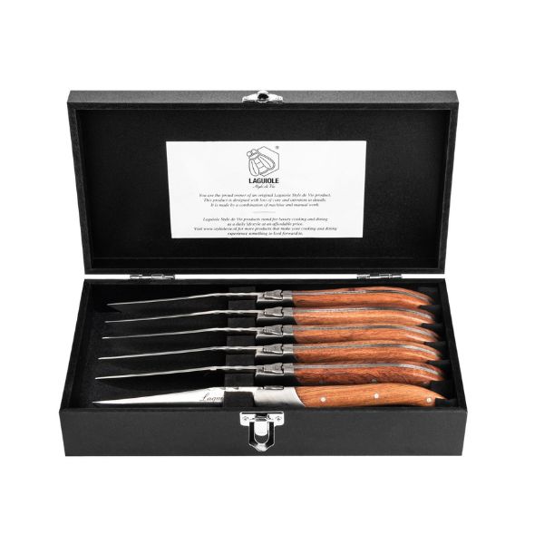 Grillknive Laguiole Pakka Rose SÆT 6 SdV