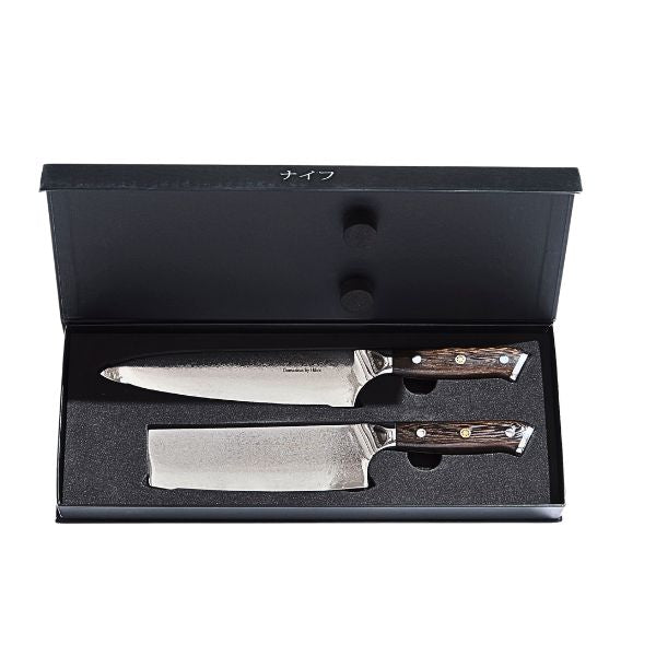 Kokkekniv 32 cm + grøntsagskniv 30 cm Wengé