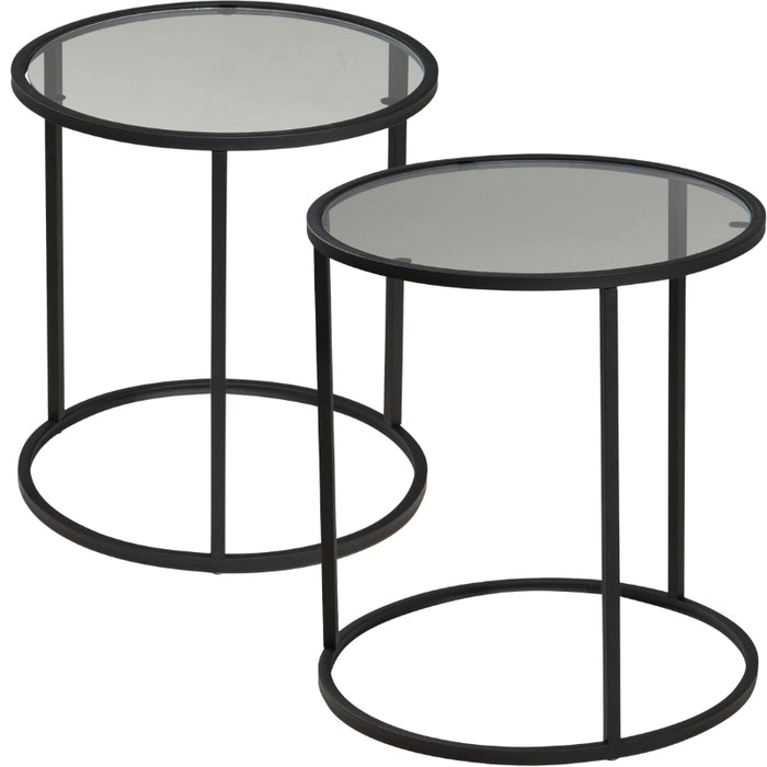 Sidebord sæt af 2 i glas og metal