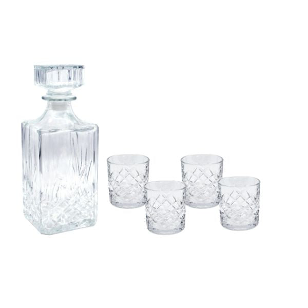KARAFFEL MED 4 GLAS "KRYSTAL" GAVEÆSKE