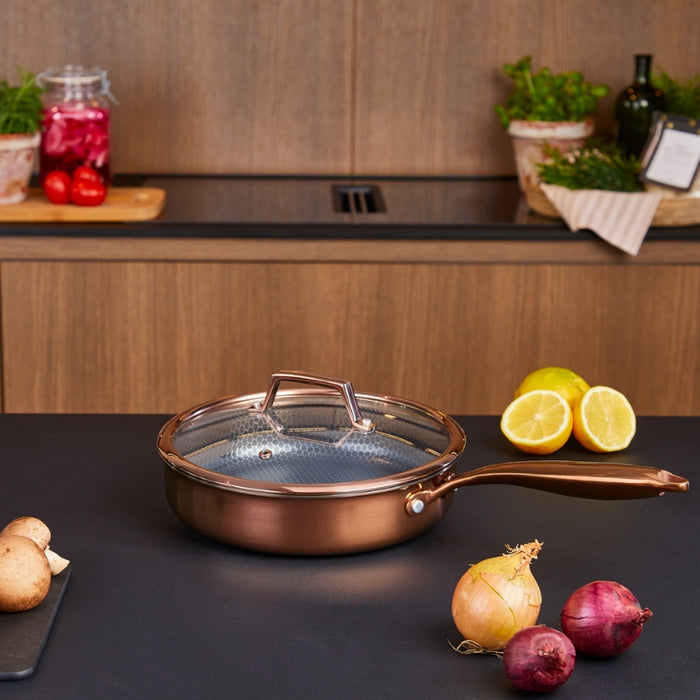 Hâws Santo Sauterpande 24 cm med låg og hybridbelægning – Rose Gold