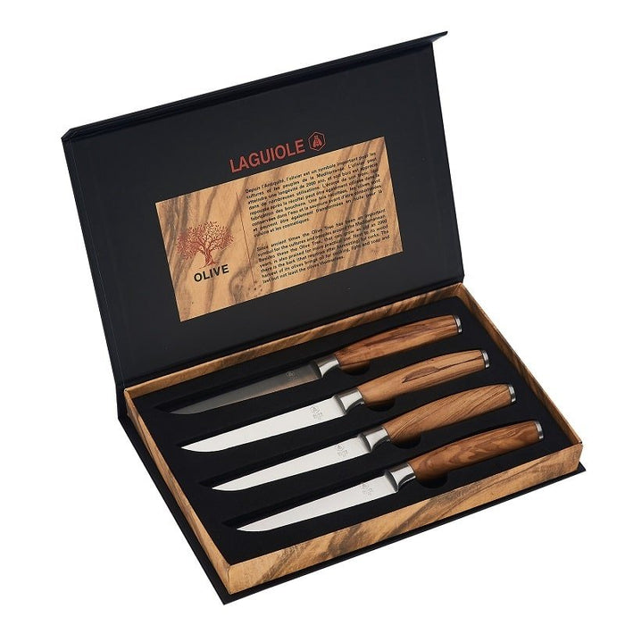 Laguiole OLIVENTRÆ STEAKKNIVE 4 STK