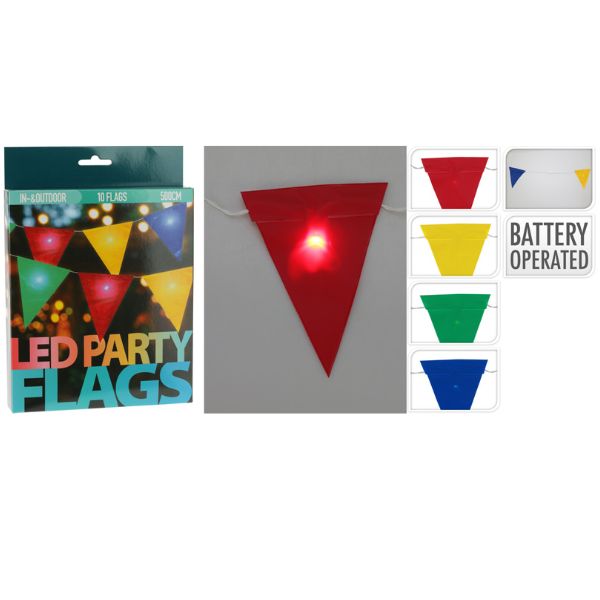 Flag med Lys og 16 Klemmer