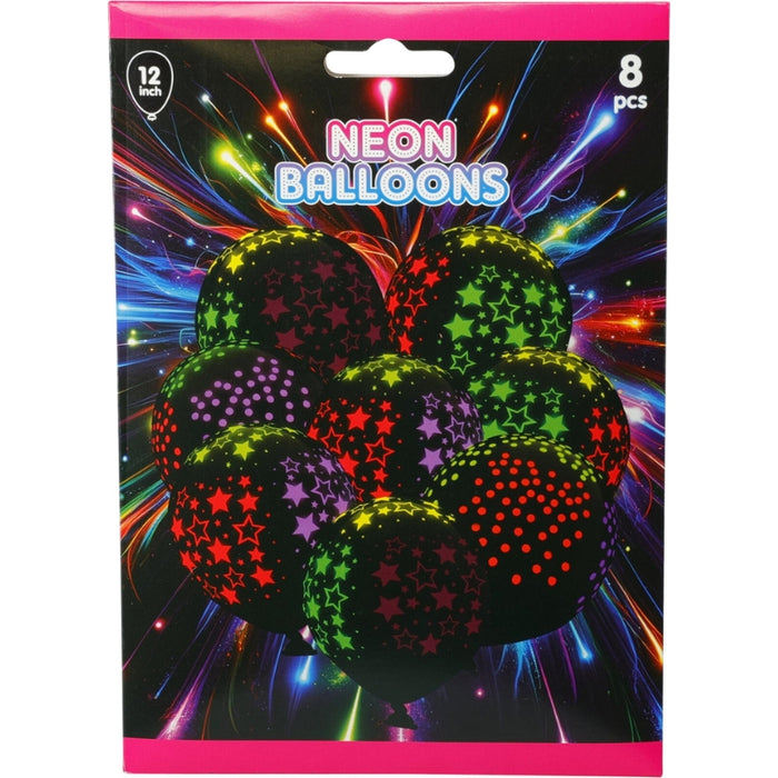 Balloner neon sæt med 8 stk.