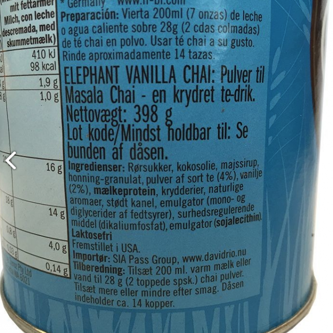 David Rio Elephant Vanilla Chai 1,814 kg.