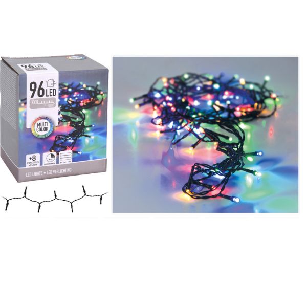 LED-lys 96 stk. batteridrevne flerfarvede