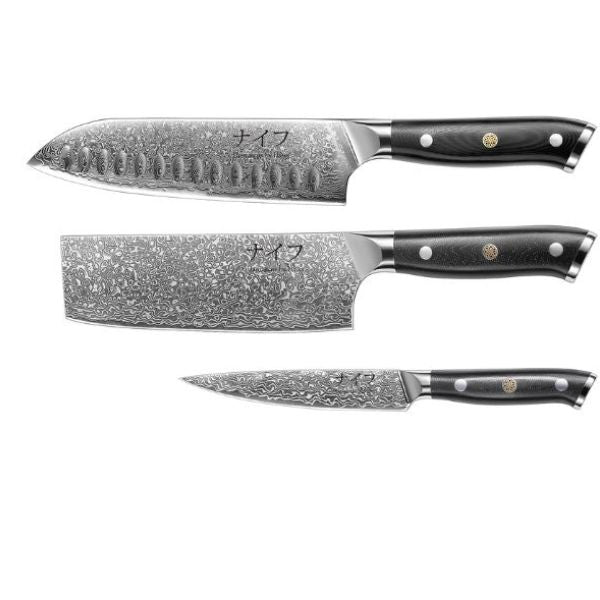 Knivsæt Santoku, Grøntsags & Utility kniv - 3 stk.