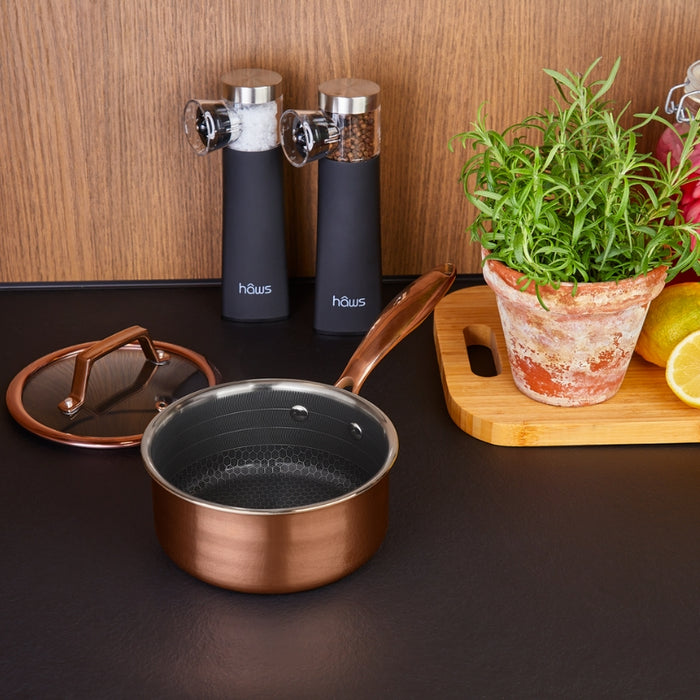 Hâws Santo Kasserolle 1,5 L med låg og hybridbelægning – Rose Gold