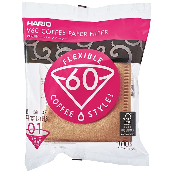 V60 Filter Paper Kaffefilter - 01 - 100 stk - Natural