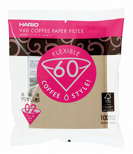 V60 Filter Paper Kaffefilter - 02 - 100 stk - Natural