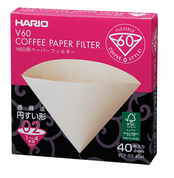 V60 Filter Paper Kaffefilter - 02 - 40 stk - Natural