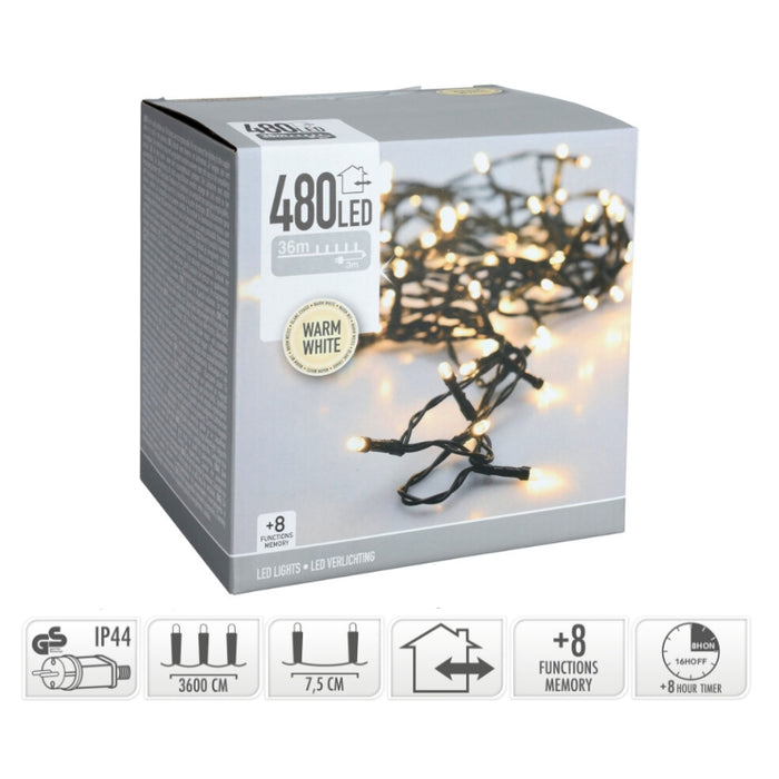 LYSKÆDE 480 LED Varm Hvid med timer