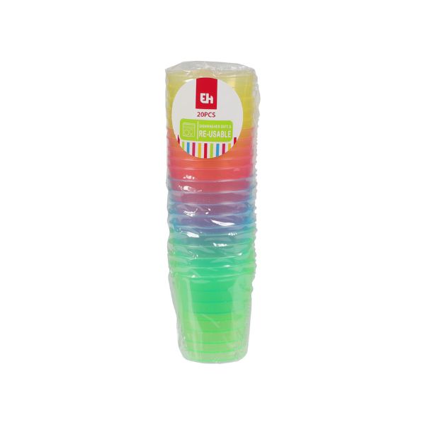 Shotglas 30ml, 20 styk, 4 farver