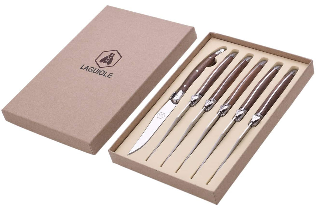 Laguiole 6 steakknive i valnød