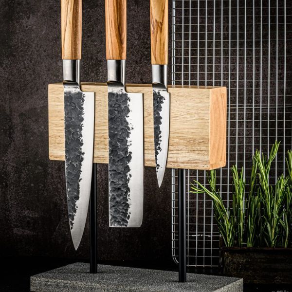 Knive 3-del Smedet Oliven SdV 20/18/13cm