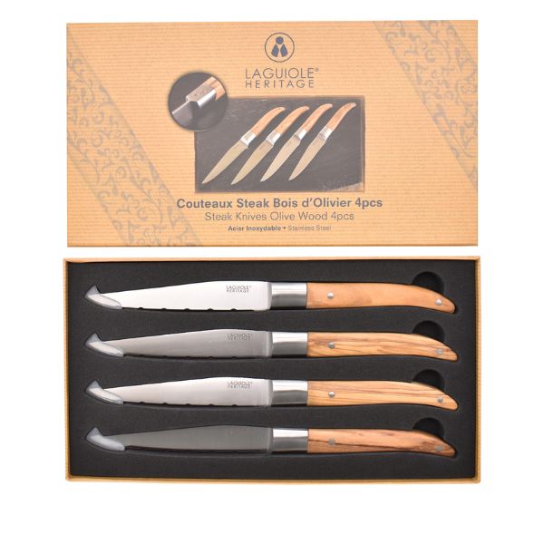 Laguiole Heritage knive oliven 4 stk.