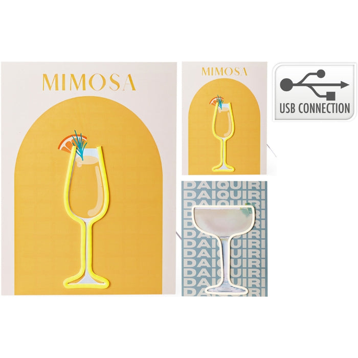 Vægdekoration neon Cocktails 40 cm
