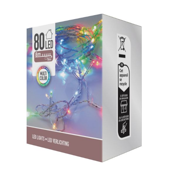 LED-lys 80 stk. batteridrevne flere farver