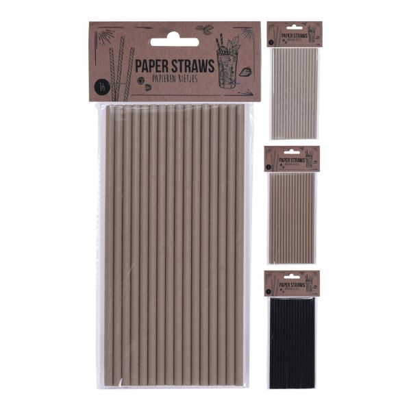 Sugerør papir 16 stk Assorteret