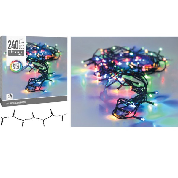 LED-lyskæde 240 flerfarvede til udendørs brug