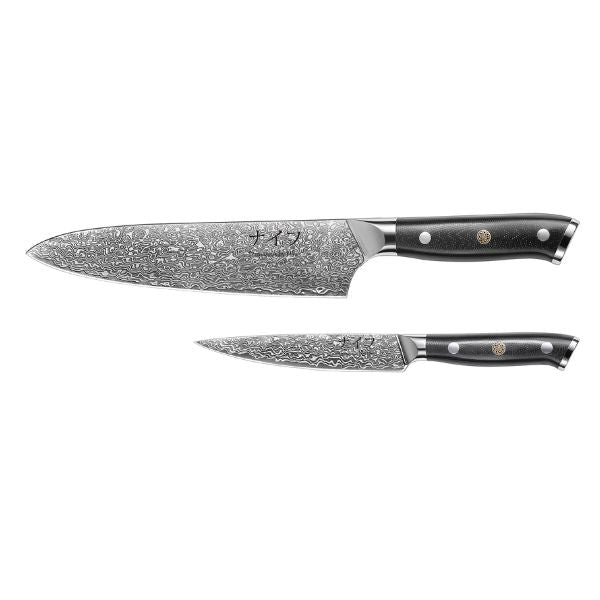 Damascus by Hâws Chef knife 32 cm + Utility knife 24cm G10