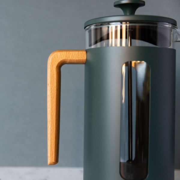 Pisa 8-kops stempelkande grøn træhåndtag La Cafetière